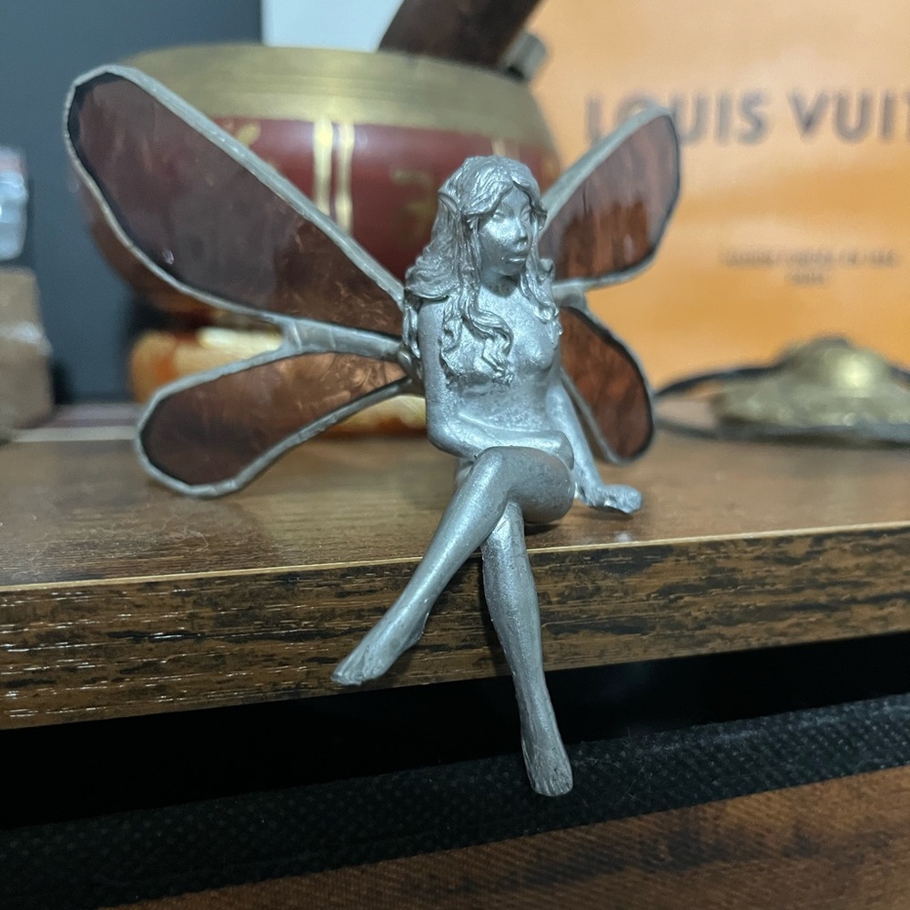 Stained glass wings Fairy Pixie sitting